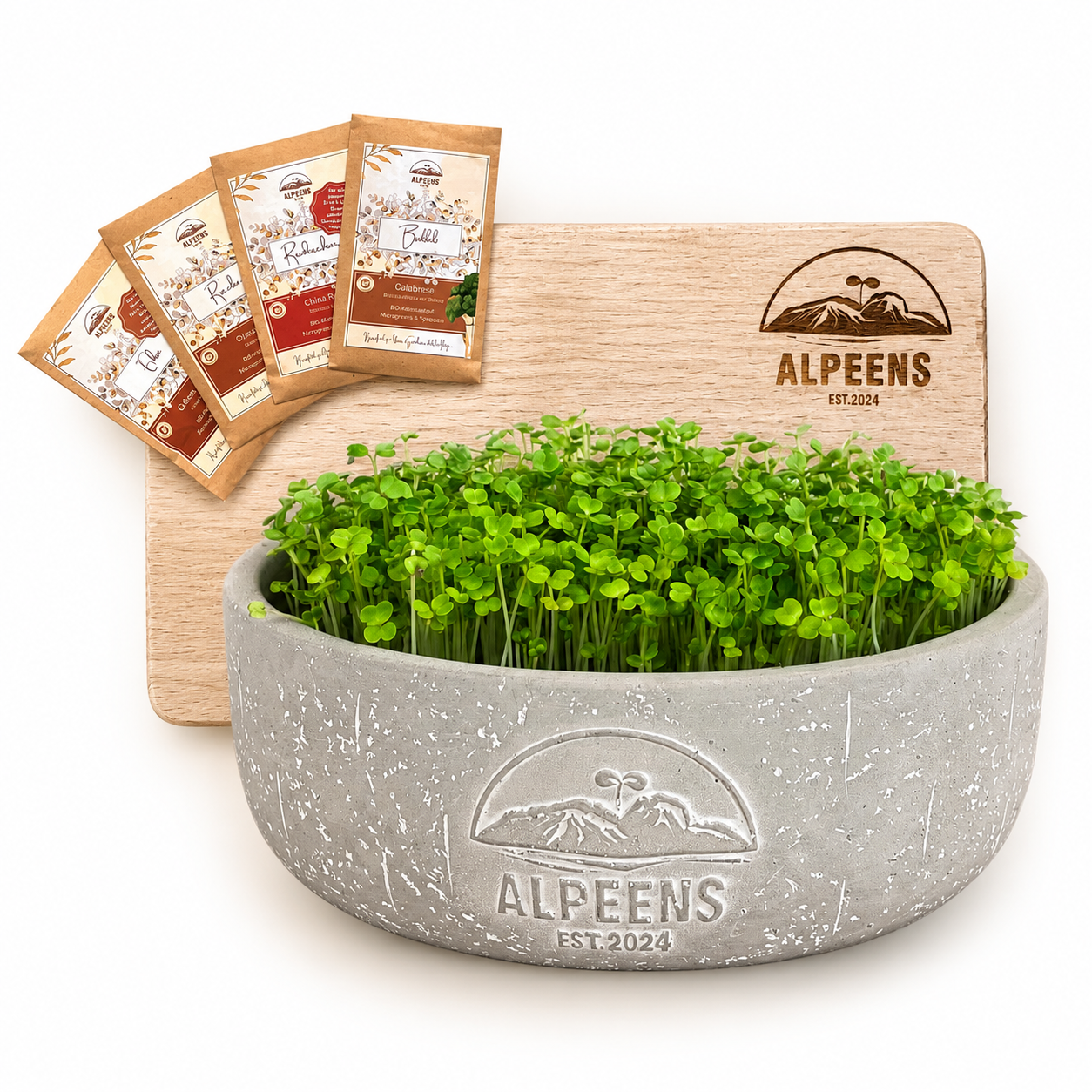 🌿 Alpeens® Designer-Anzuchtset für Microgreens "Fels-Optik"