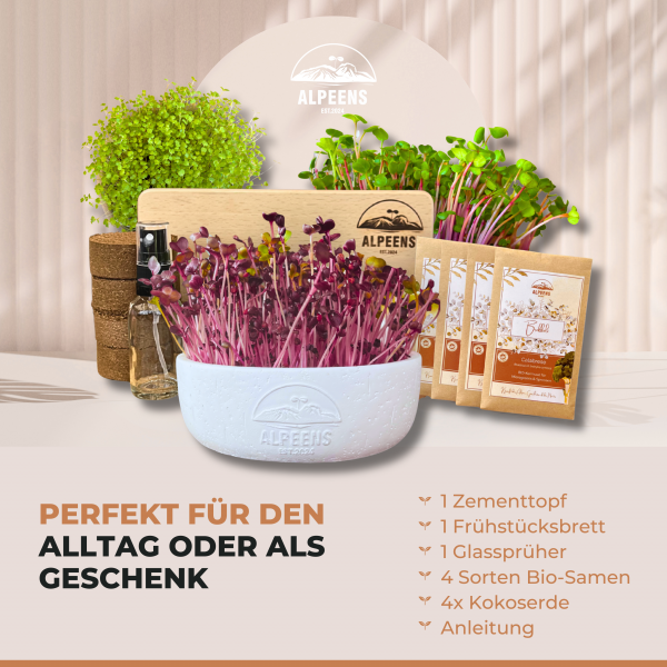 🌿 Alpeens® Designer-Anzuchtset für Microgreens "Gletscher-Optik" – Bild 2
